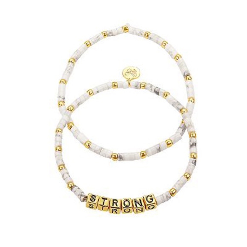 Two-Tone White Howlite Bead & 18k Gold Plated "Strong"